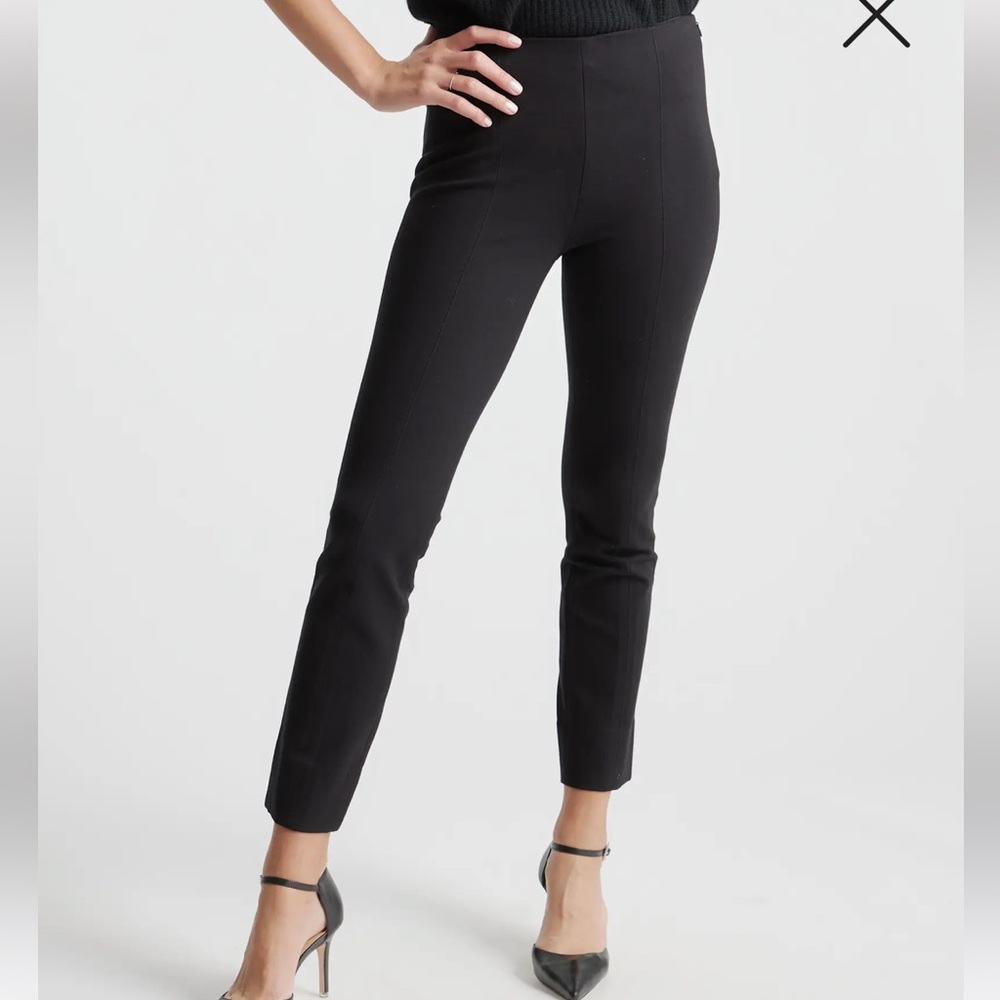 Quince women’s size small petite black ultra stretch ponte pintuck ankle pants